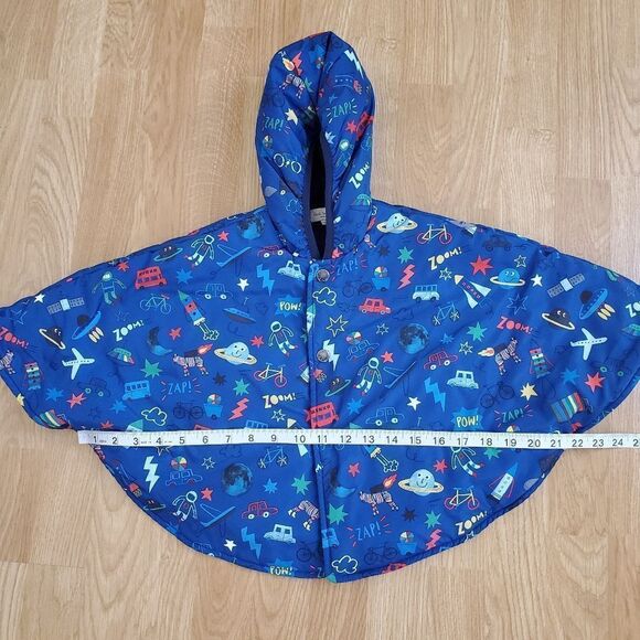 Paul Smith: Fleece Lined Hooded Cape Jacket - size 2 in Blue - Picture 9 of 16